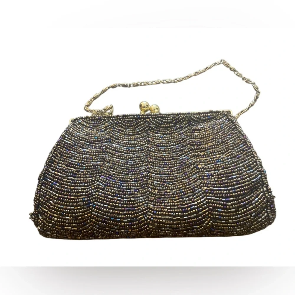 Elegant Gold Beaded Evening Bag